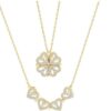 Sterling Silver Heart Shaped and Four Leaf Clover Convertible Pendant Necklace Crystals Jewelry for Women