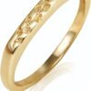14K Gold Plated Signet Rings for Women Non Tarnish 925 Sterling Silver Dainty Stackable Gold Ring, Waterproof Engraved Flower Thin Band Unique Everyday Jewelry Gift