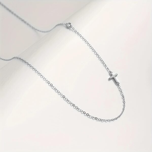 925 Sterling Silver Cross Necklace for Women Dainty CZ Horizontal Cross Pendant Necklaces Birthstone Charm Chain for Mom Sideway Crucifix Cross Faith Choker Necklace Halloween Christmas Jewelry Gifts