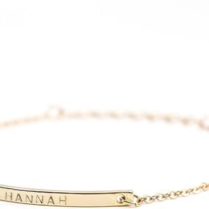 51Hz4CdbxxL._AC_SL1500 16K Gold Your Name Bar Bracelet Personalized gift Gold Plated bar Delicate Hand Stamp Best bridesmaid Wedding Graduation Gift