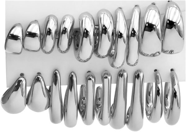 10 Pairs Hypoallergenic Chunky Gold Dangle Earrings for Women Trendy Thick Gold Plated Hoop Earrings Set Lightweight Jewelry