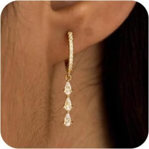 51Mm8apx3OL._AC_SL1500 Gold Dangle Earrings for Women,Christmas Gifts Jewelry Dainty Earring 14K Gold Plated Drop Earrings for Women Trendy Hypoallergenic CZ Dangling Earring