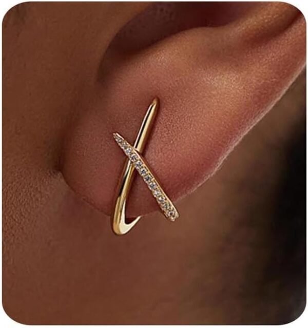 Gold Earrings for Women Trendy,14K Gold Stud Earrings Dainty Earrings Simple Minimalist Cubic Zirconia Diamond Gold Earrings Hypoallergenic Earring for Women Gifts