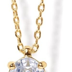 14K Gold Plated Cubic Zirconia Diamond Pendant Necklace for Women | Adjustable Slider