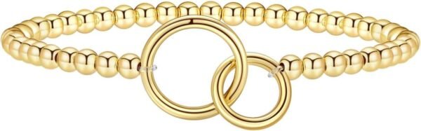 Gold Bracelets for Women 14K Gold Beaded Bracelets Stackable Bracelets for Women Gold Charm Bracelet Non Tarnish Gold Jewelry for Women Trendy