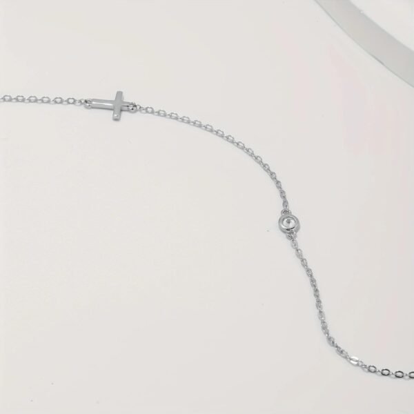 925 Sterling Silver Cross Necklace for Women Dainty CZ Horizontal Cross Pendant Necklaces Birthstone Charm Chain for Mom Sideway Crucifix Cross Faith Choker Necklace Halloween Christmas Jewelry Gifts