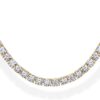 14K Gold Plated 3mm Simulated Diamond Tennis Necklace – Chunky Long Necklace for Women – Sizes 16" and 18"
