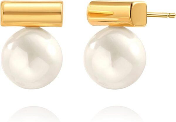 925 Sterling Silver Hoop Handpicked AAA+ Quality 7.5-8mm White Freshwater Cultured Pearl Dangle Drop Earrings Jewelry for Women