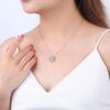 Sterling Silver Heart Shaped and Four Leaf Clover Convertible Pendant Necklace Crystals Jewelry for Women