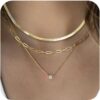 Diamond Necklace for Women Dainty Square Cubic Zirconia Splints Solitaire Pendant Necklace for women 14kGold/Silver Plated Different Width Square CZ Pendant Necklaces Simulated Diamond Bridesmaid Jewelry for Women
