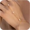 14k Gold Plated Pearl Bracelets for Women,Dainty Bracelets Stack Pearls Beaded Link Chain Charm Bracelets Set Layered Non Tarnish Tiny Jewelry for Women