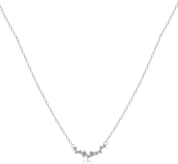Diamond Necklace for Women Dainty Square Cubic Zirconia Splints Solitaire Pendant Necklace for women 14kGold/Silver Plated Different Width Square CZ Pendant Necklaces Simulated Diamond Bridesmaid Jewelry for Women