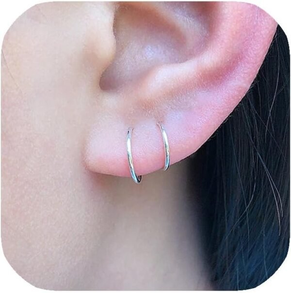 Small Gold or Sterling Silver Huggie Hoop Earrings for Women Cartilage Nose Helix Tragus