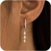 Gold Dangle Earrings for Women,Christmas Gifts Jewelry Dainty Earring 14K Gold Plated Drop Earrings for Women Trendy Hypoallergenic CZ Dangling Earring
