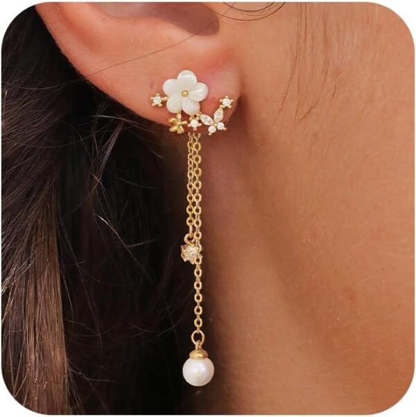 Gold Dangle Earrings for Women,Christmas Gifts Jewelry Dainty Earring 14K Gold Plated Drop Earrings for Women Trendy Hypoallergenic CZ Dangling Earring