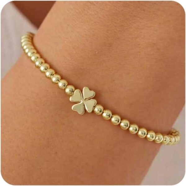Gold Bracelets for Women 14K Gold Beaded Bracelets Stackable Bracelets for Women Gold Charm Bracelet Non Tarnish Gold Jewelry for Women Trendy