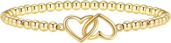 Gold Bracelets for Women 14K Gold Beaded Bracelets Stackable Bracelets for Women Gold Charm Bracelet Non Tarnish Gold Jewelry for Women Trendy