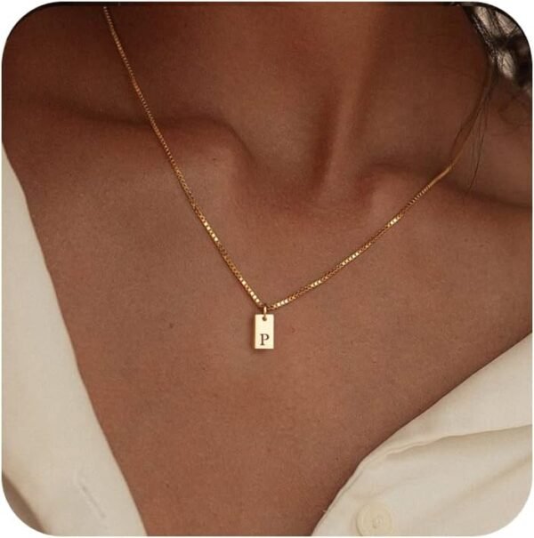 Stocking Stuffers Initial Necklaces for Women 14K Gold Plated Letter Necklace Dainty Name Pendant Necklace Personalized Christmas Gifts for Women Trendy Gold Jewelry