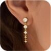 Gold Earrings for Women, Dainty 14K Gold Plated Dangle Earrings for Women Trendy Long Dangle Drop Chain Earring for Sensitive Ears Cute Hypoallergenic Threader Earring Non Tarnish Jewelry Gifts