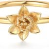 612vq98NgWL._AC_SL1500 Birth Flower Ring for Women 14K Gold Plated Floral Minimalist Stackable Finger Jewelry Birthday Gifts