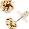 Women's Pierced Earrings Knot Stud, Gold, One Size
