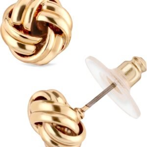 613NnFmNiVL._AC_SL1500 Women's Pierced Earrings Knot Stud, Gold, One Size