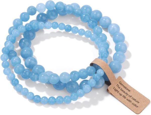 3 PCS Healing Crystal Bracelets for Women 8mm Natural Stone Beaded Stretch Bracelet Amethyst Jewelry Gifts