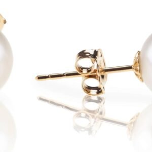 6148pNdooWL._AC_SL1500 18K Gold Plated 925 Sterling Silver Round Stud White Simulated Shell Pearl Earrings