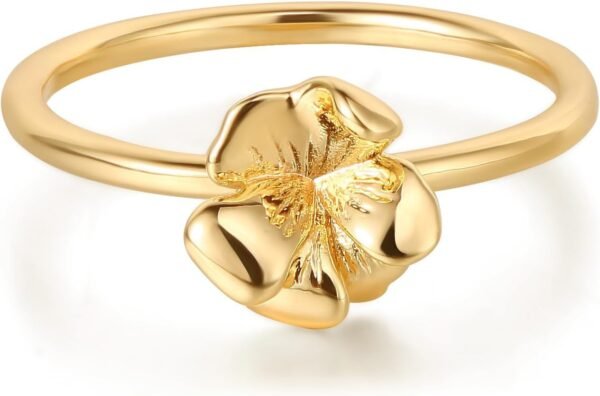 614PMyEKEPL._AC_SL1500 Birth Flower Ring for Women 14K Gold Plated Floral Minimalist Stackable Finger Jewelry Birthday Gifts