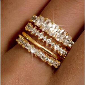 615KE_0BjtL._AC_SL1500 14K Gold Plated Stackable Rings for Women Non Tarnish - Dainty Cubic Zirconia Wedding Bands Ring Set Minimalist Trendy Statement Engagement Promise Thumb Rings Stacking Size 5-10
