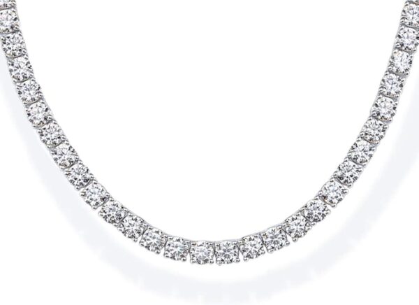 14K Gold Plated 3mm Simulated Diamond Tennis Necklace – Chunky Long Necklace for Women – Sizes 16" and 18"