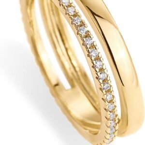 616mij4kjDL._AC_SL1500 18K Gold Plated Cubic Zirconia Dual Stacking Rings for Women | Gold Eternity Band for Women | Thumb Ring