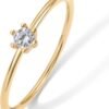 18K Gold Plated Marquise Round Mini Cubic Zirconia Stackable Rings for Women | Dainty Stacking Thin Band for Women