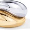 14K Gold Plated Mixed Metal Chunky Two Tone Wavy Dome Rings Pack for Women | Statement Ring Set