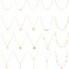 20PCS 14K Gold Plated Choker Necklaces for Women, Dainty Gold Diamond Coin Pearl Pendant Simple Chain Necklace Set Cute Gold Layered Necklaces for Women Teen Jewelry Gifts
