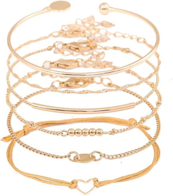 Layered Bracelet Set Assorted Beaded Bracelet Multiple Stackable Wrap Bangle Jewelry Adjustable