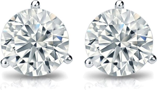 50ct to 5.00 Carat Round Brilliant Lab-Grown Diamond 3-Prong Stud Earrings in 14k Yellow, White or Rose Gold With Screw Back Closure