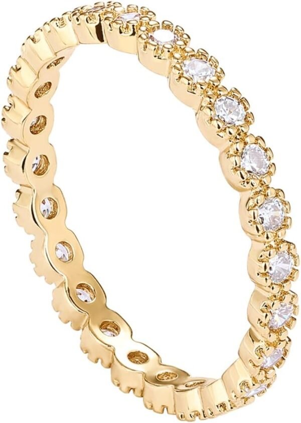 14K Gold Plated Rings Cubic Zirconia Band | Gold Rings for Women