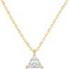 14K Gold Plated Cubic Zirconia Diamond Pendant Necklace for Women | Adjustable Slider