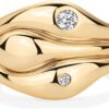 14K Gold Plated Chunky Stackable Rings Set for Women | Cubic Zirconia Bands Set | 3 Statement Rings Pack