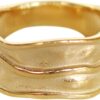 18K Gold-Plated Hammered Ring For Women | Textured Ring | Rings | Thick Stacking Gold Rings | Chunky Gold Ring | Size 6-8