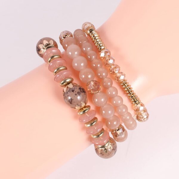 Bohemian Boho Stackable Bracelets for Women Set, Girls Stretch Multilayer Stack Beads Colorful Beaded Charm Bracelets Girl Handmade Jewelry