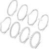 8PCS 14K Gold/Silver Rings Set for Women Non Tarnish Dainty CZ Simulated Diamond Ring Eternity Wedding Band Gold Stackable Thumb Rings Size 4-12