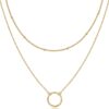 14K Gold Plated Layering Necklaces | Stylish Minimalist Design Pendant Necklaces | Bar, Circle, Lotus, Disc, Dog Tag, Horizontal Bar Pendants for Women