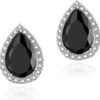 Cubic Zirconia Earrings Studs, Halo CZ Birthstone Simulated Diamond Stud Earrings for Women