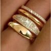 14K Gold Plated Stackable Rings for Women Non Tarnish - Dainty Cubic Zirconia Wedding Bands Ring Set Minimalist Trendy Statement Engagement Promise Thumb Rings Stacking Size 5-10