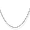 14K Gold Plated 3mm Simulated Diamond Tennis Necklace – Chunky Long Necklace for Women – Sizes 16" and 18"
