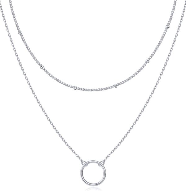 14K Gold Plated Layering Necklaces | Stylish Minimalist Design Pendant Necklaces | Bar, Circle, Lotus, Disc, Dog Tag, Horizontal Bar Pendants for Women