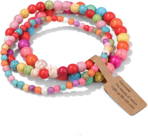 3 PCS Healing Crystal Bracelets for Women 8mm Natural Stone Beaded Stretch Bracelet Amethyst Jewelry Gifts