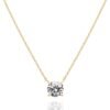 14K Gold Plated Crystal Solitaire 1.5 Carat (7.3mm) Cubic Zirconia Dainty Choker Necklace | Gold Necklaces for Women